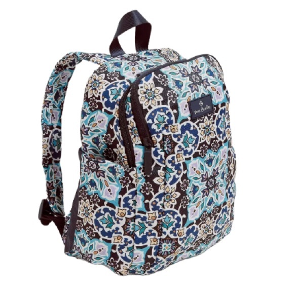 NWT Vera Bradley Lighten Up Sporty Compact Backpack Lisbon Medallion Cool - Picture 2 of 6